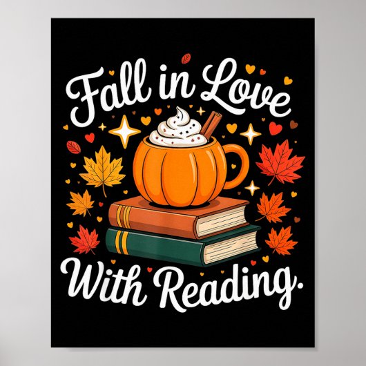 Fall In Love With Reading Autumn Pumpkin Mug Book  Poster (Voorkant)