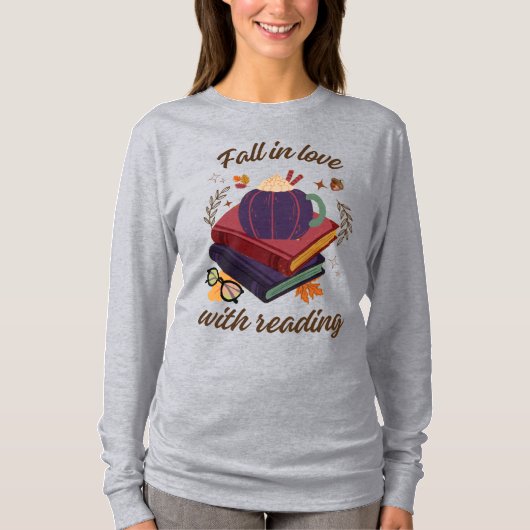 Fall In Love With Reading- Pumpkin - Autumn Leaves T-shirt (Voorkant)