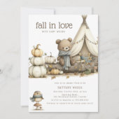 Fall In Love Woodland Bear Baby Shower Kaart (Voorkant)