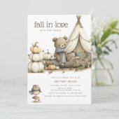 Fall In Love Woodland Bear Baby Shower Kaart (Staand voorkant)