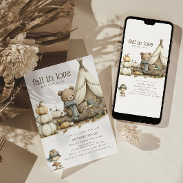Fall In Love Woodland Beer Baby Shower Kaart