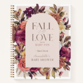 Fall in Love Wreath Pink Baby Shower Guest Book Notitieboek (Voorkant)
