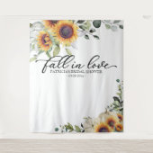Fall in Love Zonnebloem Bruidsdouche Achtergrond Wandkleed (Voorkant)