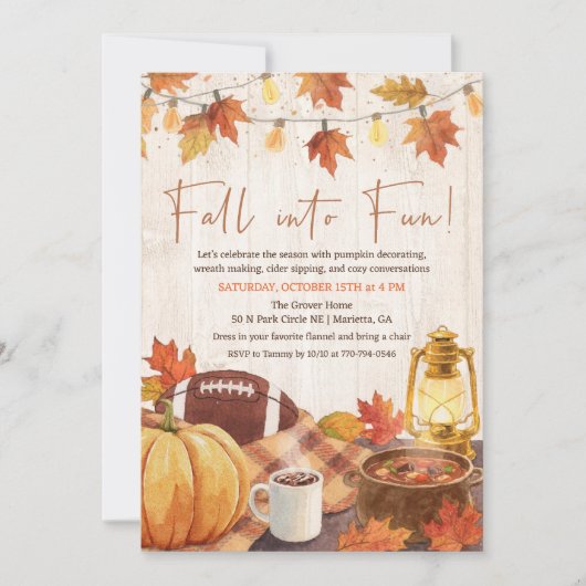 Fall into Fun Autumn Invitation Kaart (Voorkant)