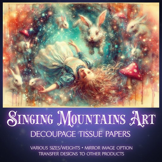 Fall Into Imagination Alice Fantasy Art Decoupage Tissuepapier