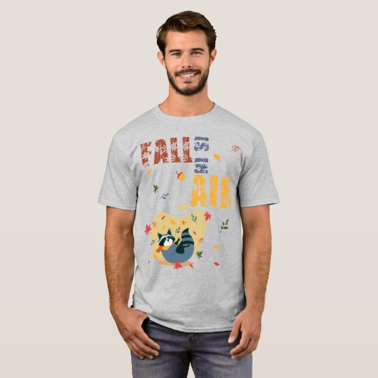 Fall Is in the Air Raccoon Autumn T-shirt (Voorkant volledig)