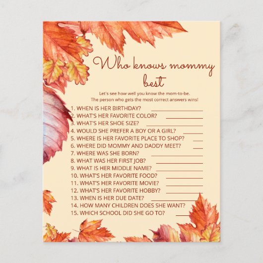 Fall laat baby shower die het beste van mama weet (Voorkant)