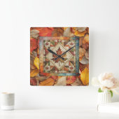 Fall laat kleurrijke herfstklok achter vierkante klok (Huis)