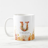 Fall laat letter U-monogram en naam achter Koffiemok (Links)