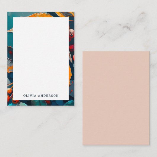 Fall laat lijst achter. Natuur herfstfelle loof Notitiekaartje (Voorkant / Achterkant)