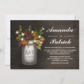 Fall laat Mason Jar rustieke bruiloft uitnodiginge Kaart (Voorkant)
