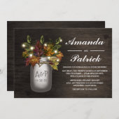 Fall laat Mason Jar rustieke bruiloft uitnodiginge Kaart (Voorkant / Achterkant)