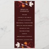 Fall laat oranje rood wit huwelijksprogramma achte programmakaart (Achterkant)