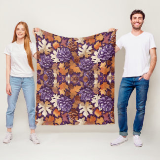 "Fall laat pinecones naadloos patroon achter Fleece Deken