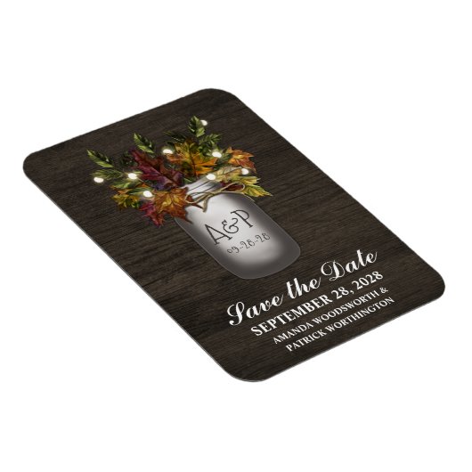 Fall laat rustieke Mason Jar Save the Date Magnets Magneet (Rechterzijde)