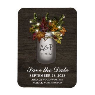 Fall laat rustieke Mason Jar Save the Date Magnets Magneet