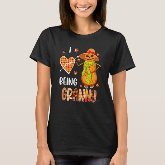 Fall Leaf Granny Pumpkin Snowman Thanksgiving Autu T-shirt (Voorkant)
