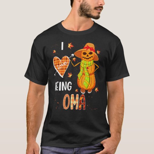 Fall Leaf Oma Pumpkin Snowman Thanksgiving Autumn T-shirt (Voorkant)