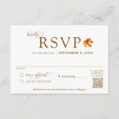 Fall Leaf Rustic Autumn Wedding QR Code RSVP Informatiekaartje (Voorkant)