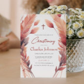 Fall Leaves and Feathers Son Christening Kaart