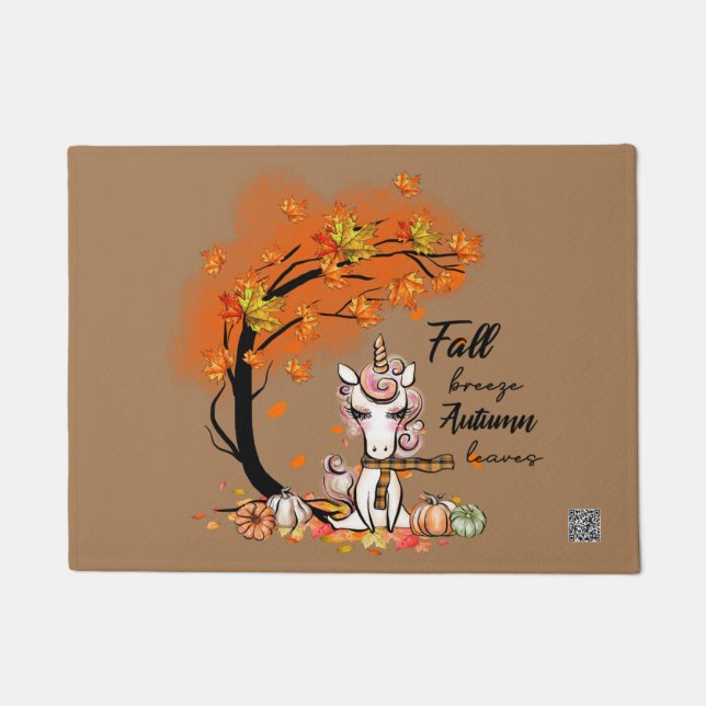Fall Leaves Autumn Breeze Unicorn Deurmat (Voorkant)