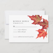 Fall Leaves Autumn Wedding RSVP-kaart RSVP Kaartje (Voorkant)