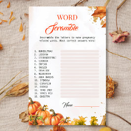 Fall Leaves Baby shower Word Scramble Game Kaart