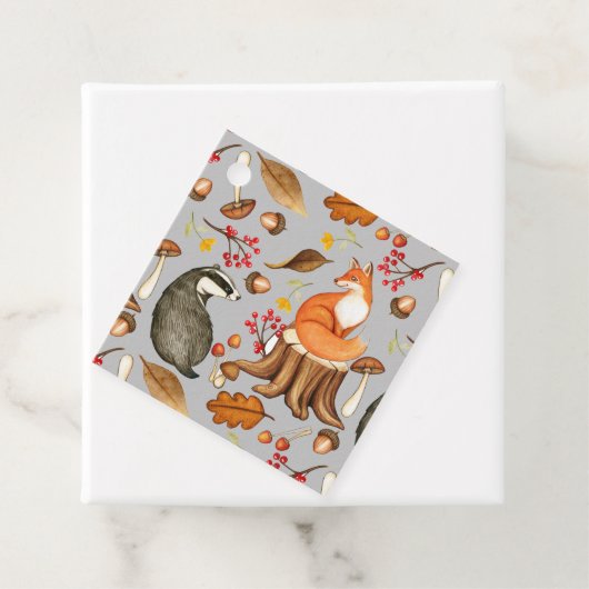 Fall Leaves Badger & Fox Bedankjes Labels (In situ)