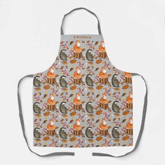 Fall Leaves Badger & Fox gepersonaliseerd Schort (Voorkant)