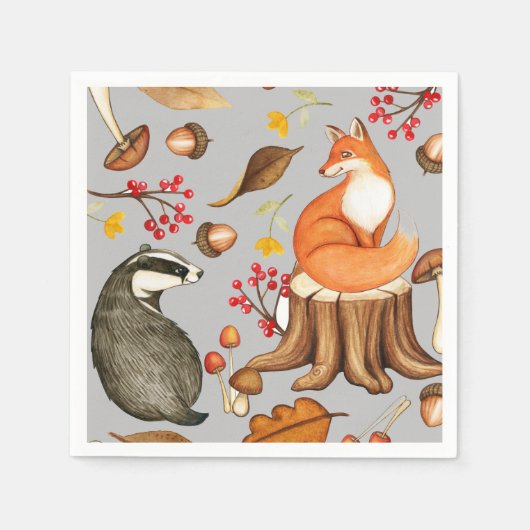 Fall Leaves Badger & Fox Paper Party Servet (Voorkant)