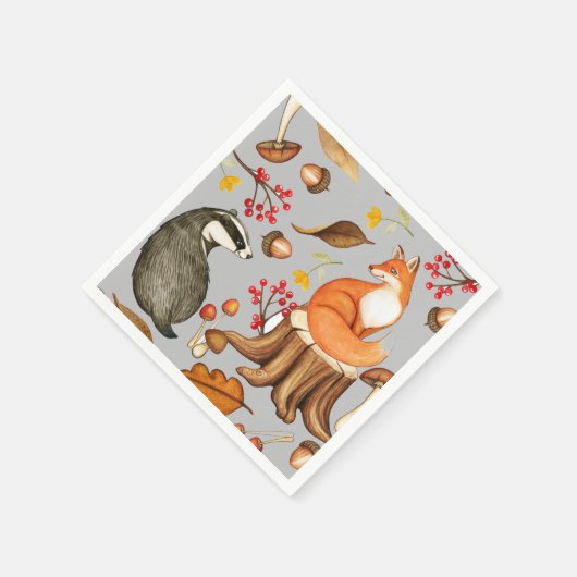 Fall Leaves Badger & Fox Paper Party Servet (Hoek)