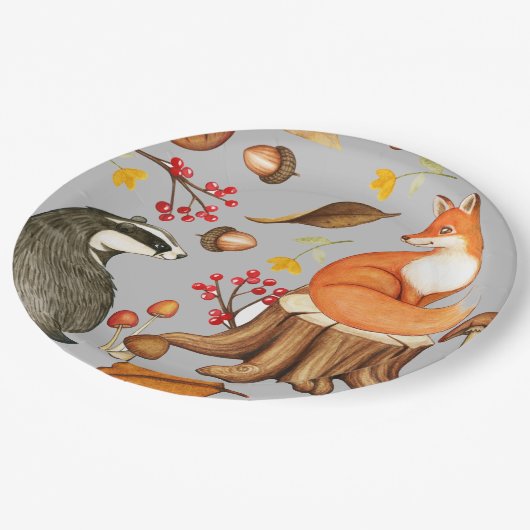 Fall Leaves Badger & Fox Papieren Bordje (Gekanteld)