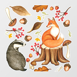 Fall Leaves Badger & Fox Raamsticker