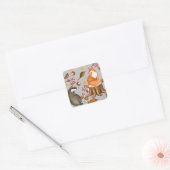 Fall Leaves Badger & Fox Vierkante Sticker (Envelop)