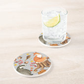 Fall Leaves Badger & Fox Zandsteen Onderzetter (Zijkant)