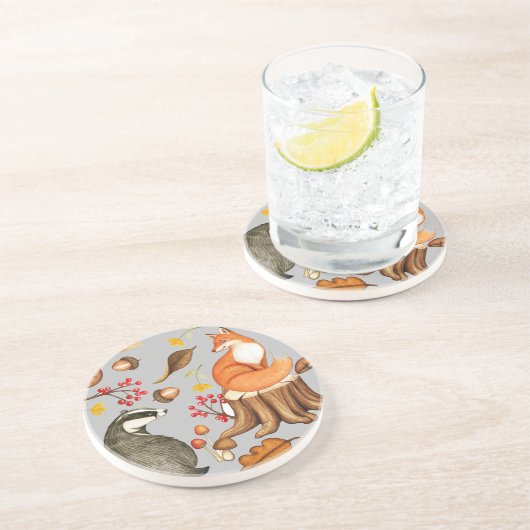 Fall Leaves Badger & Fox Zandsteen Onderzetter (Zijkant)