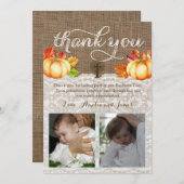 Fall Leaves Baptism Bedankt voor het meisje Twins (Voorkant / Achterkant)