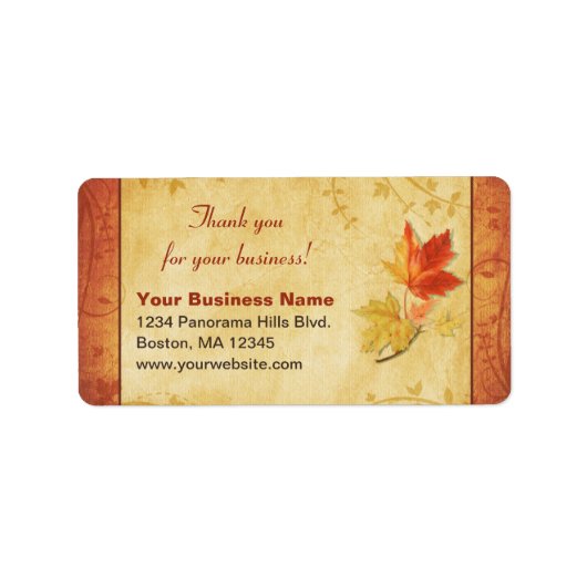 Fall Leaves Bedankt Business Return Adres Etiket (Voorkant)