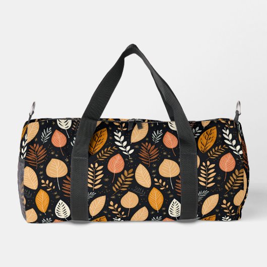 Fall Leaves Black Pattern Duffel Bag Plunjezak (Achterkant)