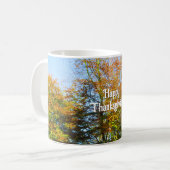 Fall Leaves Blue Sky - Gepersonaliseerde Thanksgiv Koffiemok (Voorkant links)