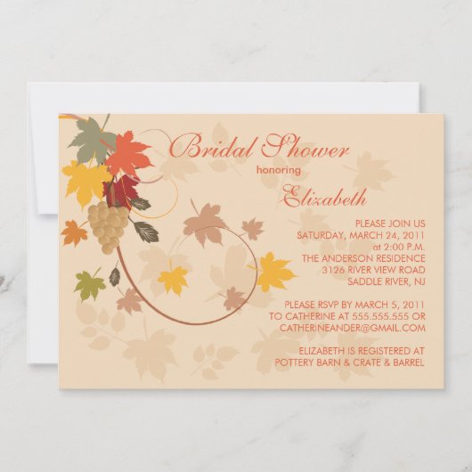 Fall Leaves Bridal Shower Invitation herfst Kaart (Voorkant)