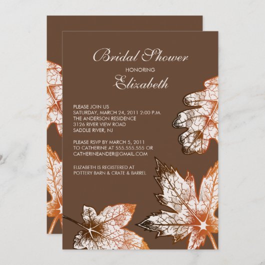 Fall Leaves Bridal Shower Invitation herfst Kaart (Voorkant / Achterkant)