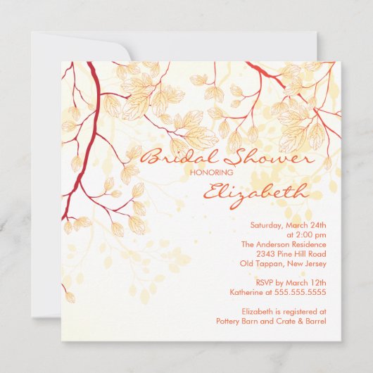 Fall Leaves Bridal Shower-uitnodiging Kaart (Voorkant)