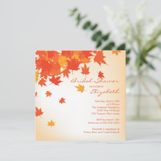 Fall Leaves Bridal Shower-uitnodiging Kaart (Staand voorkant)