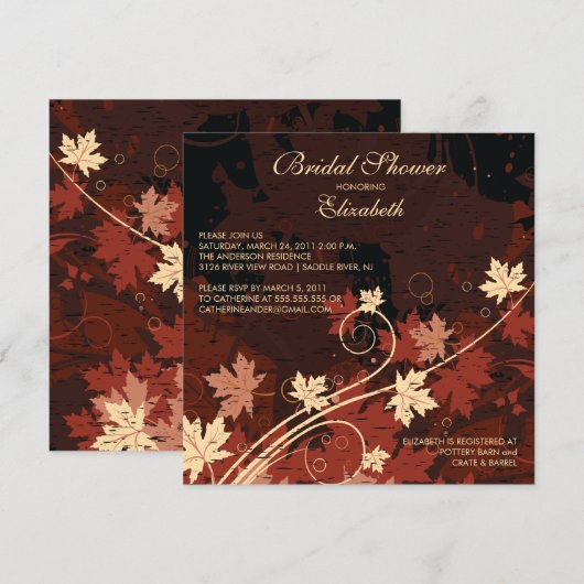 Fall Leaves Bridal Shower - Uitnodiging najaar (Voorkant / Achterkant)