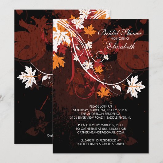 Fall Leaves Bridal Shower - Uitnodiging najaar (Voorkant / Achterkant)