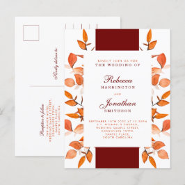 Fall Leaves Burnt Oranje Weddenschap Briefkaart