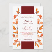 Fall Leaves Burnt Oranje Weddenschap Kaart (Voorkant)