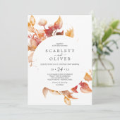 Fall Leaves | Casual huwelijk met witte en Bourgog Kaart (Staand voorkant)