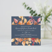 Fall Leaves | Casual marinepleisterbruiloft Kaart (Staand voorkant)